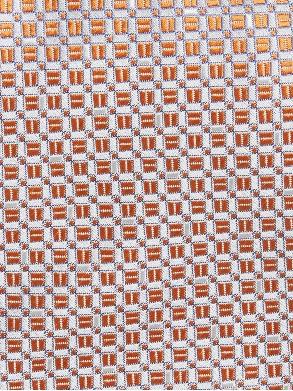 Canali Orange and Silver Geometric Silk Tie